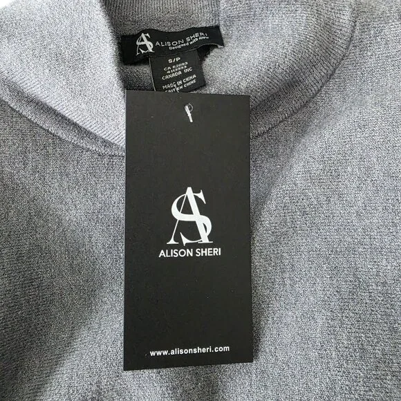 Alison Sheri Womens Colorblock Turtleneck Sweater S Gray & White Viscose Blend - Picture 5 of 15